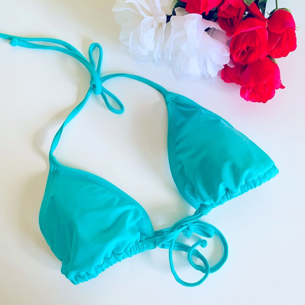Old Navy teal padded string bikini top medium